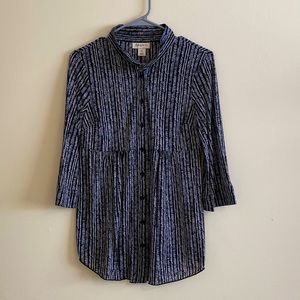 ⭐️ Style & Co Black and White Button Up Babydoll Top